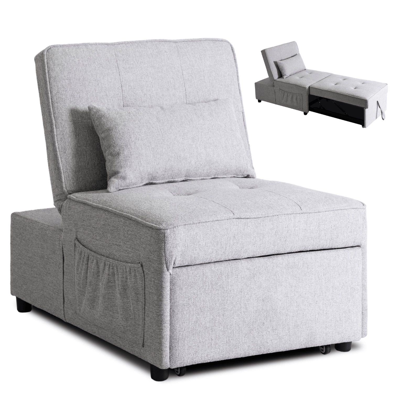 IBERIS Klappsessel 67 cm zum Schlafen Grau