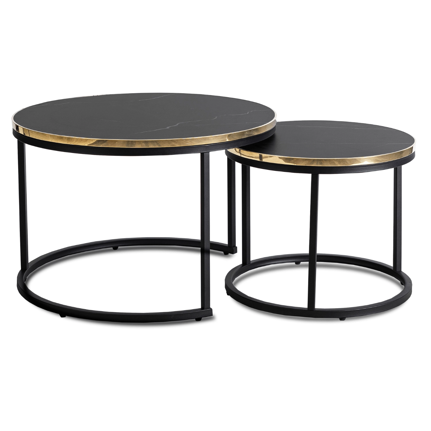 ARON Tischset aus schwarzem Marmor/Gold