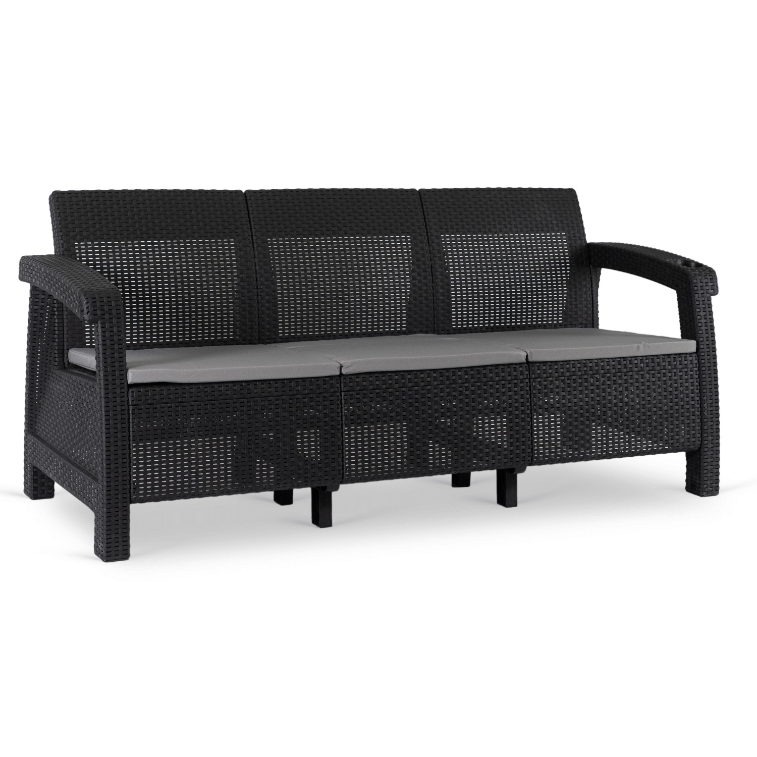 [ME.FLINT/CZ/RT/OGR/SOF] FLINT Technorattan Gartensofa Schwarz