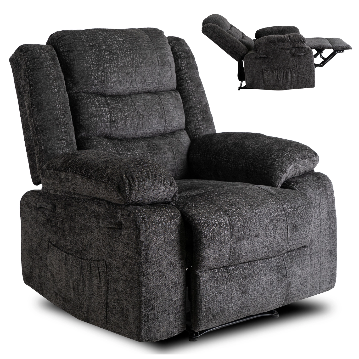 ARTURO Liegesessel aus schwarzem Velours