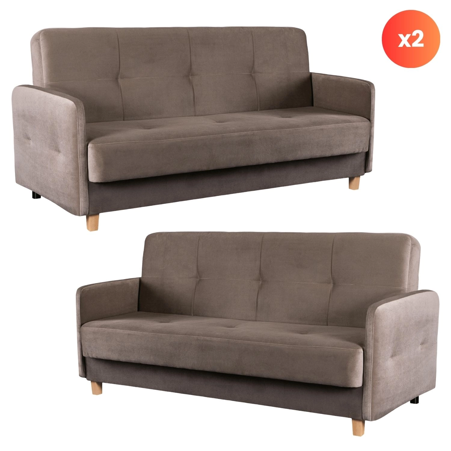 Set bestehend aus 2x Schlafsofas in CUBA Beige