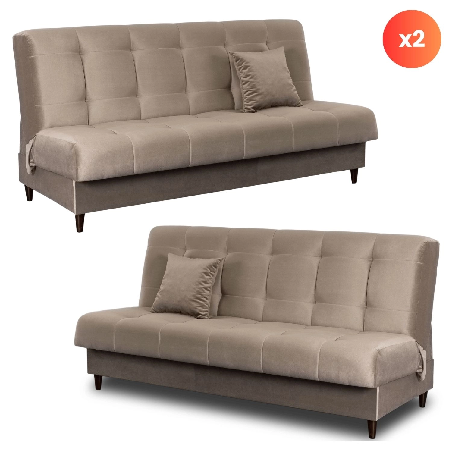 Set bestehend aus 2x Schlafsofa LIMA Beige