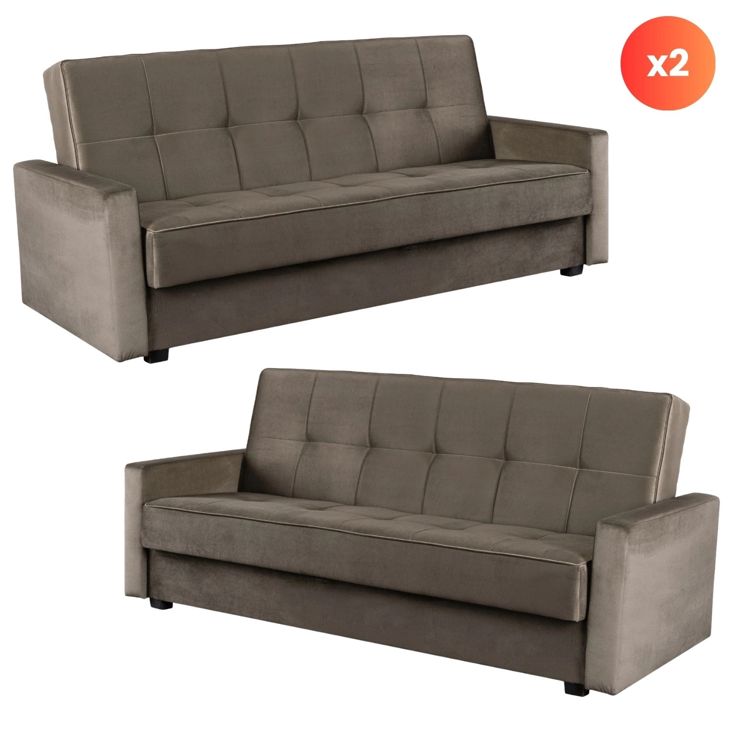 Set bestehend aus 2x ALUNA Beige Schlafsofa