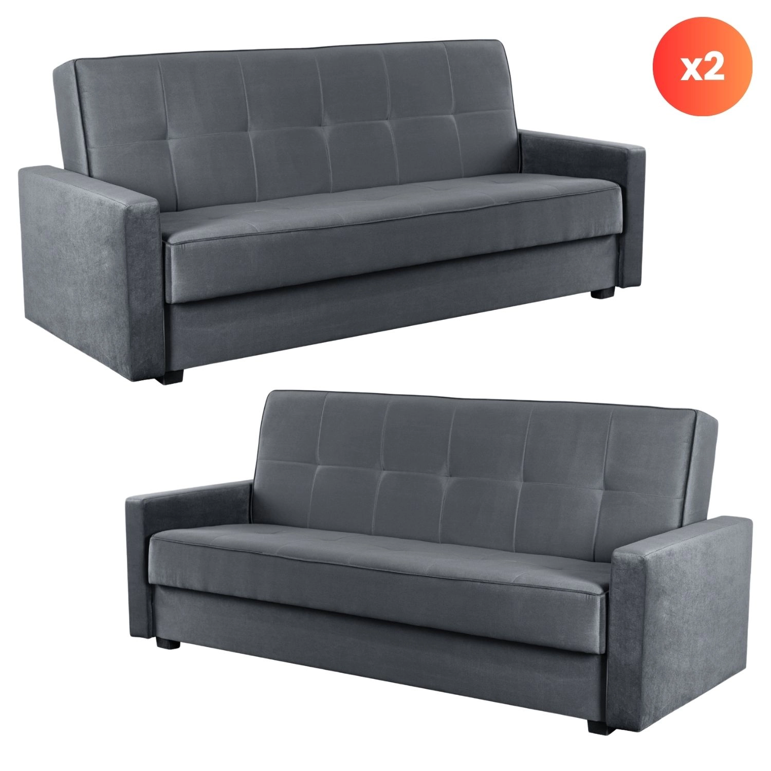 Set mit 2 Klappsofas ALUNA in Grau