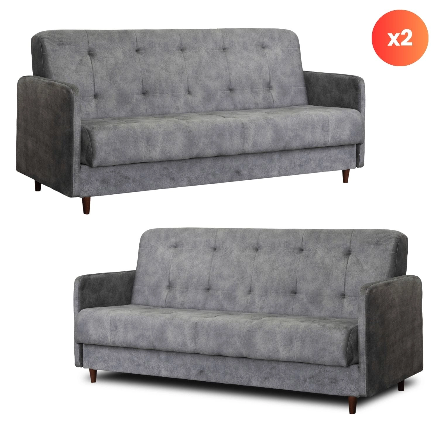 Set aus 2x TIVOLI grauen Klappsofas