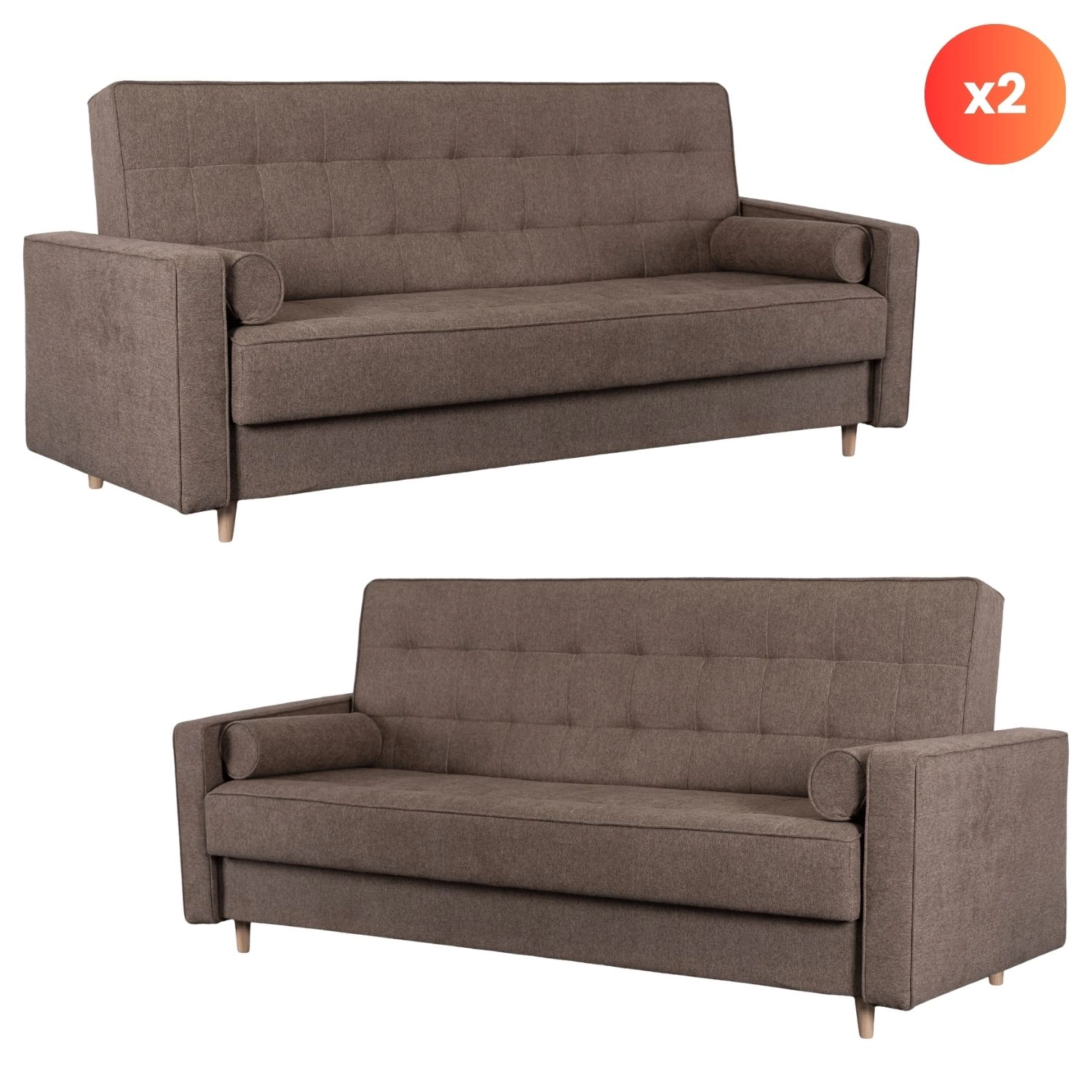 2er-Set Schlafsofa MALTA Braun
