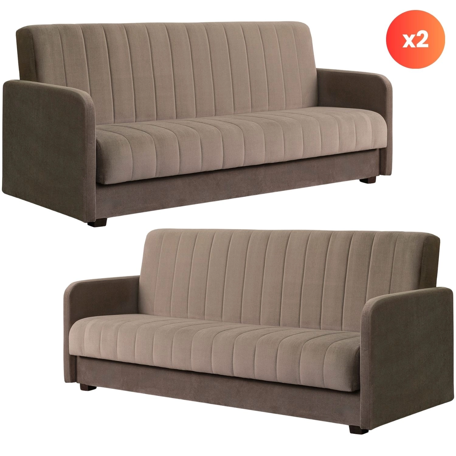 Set bestehend aus 2x PORTO Beige Klappsofa