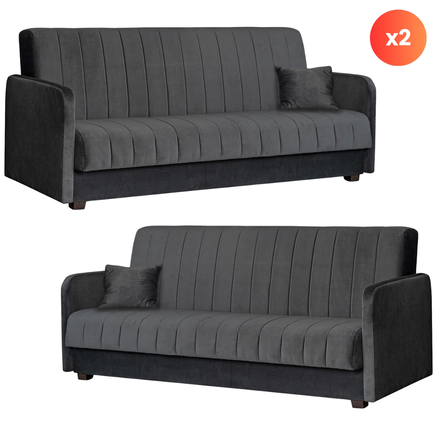 Set mit 2 Klappsofas PORTO in Grau