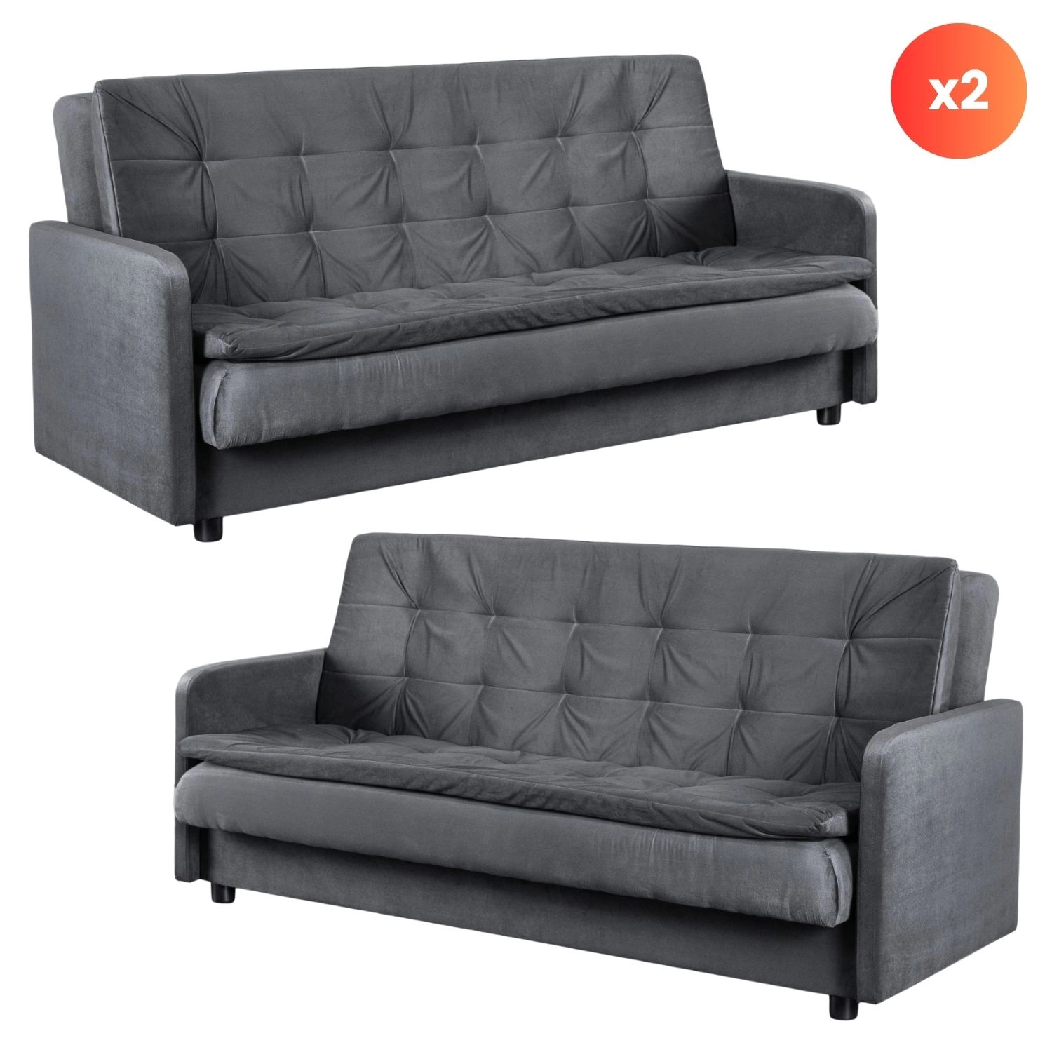 Set mit 2x Klappsofa STELLA in Grau