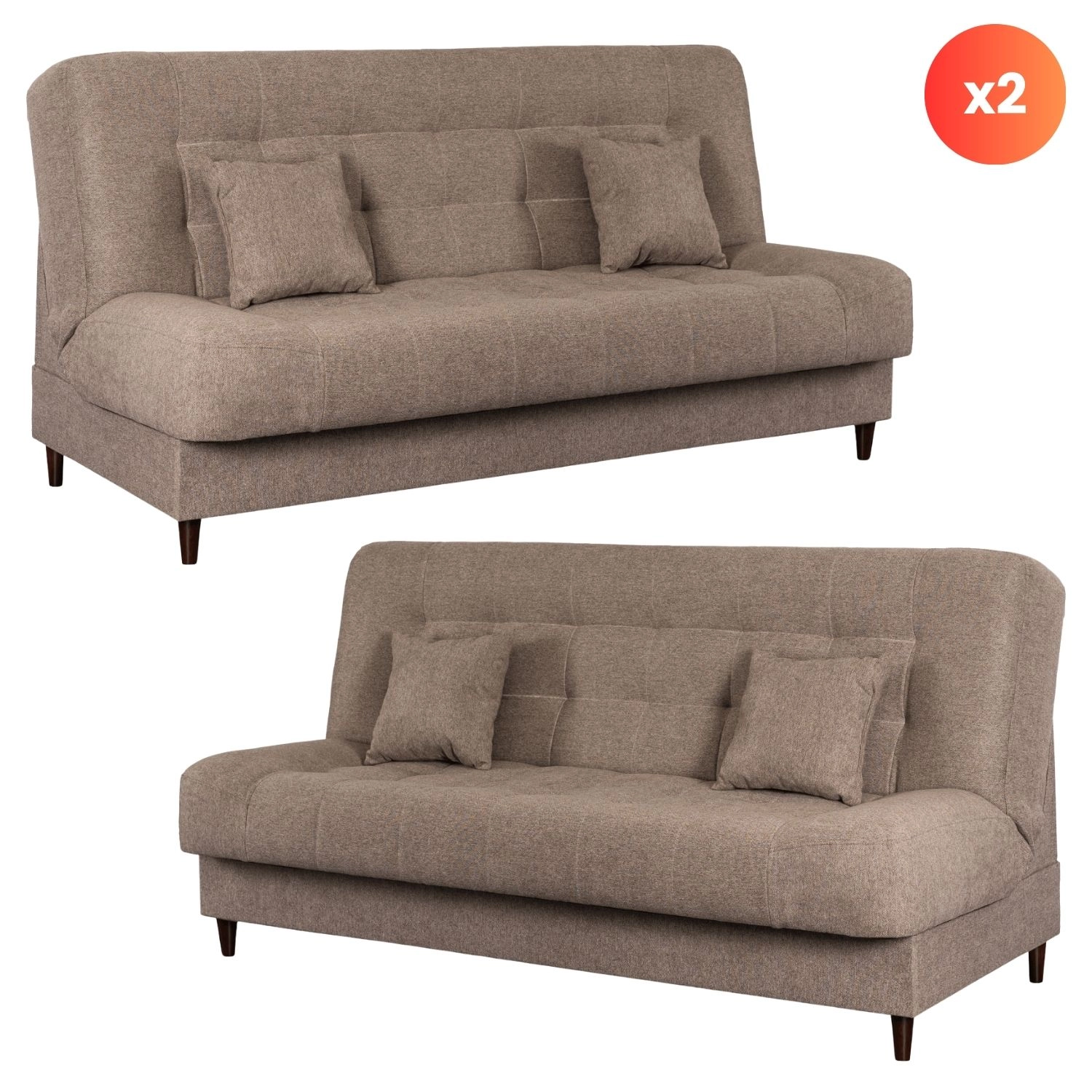 2er-Set Schlafsofa NEPAL Braun