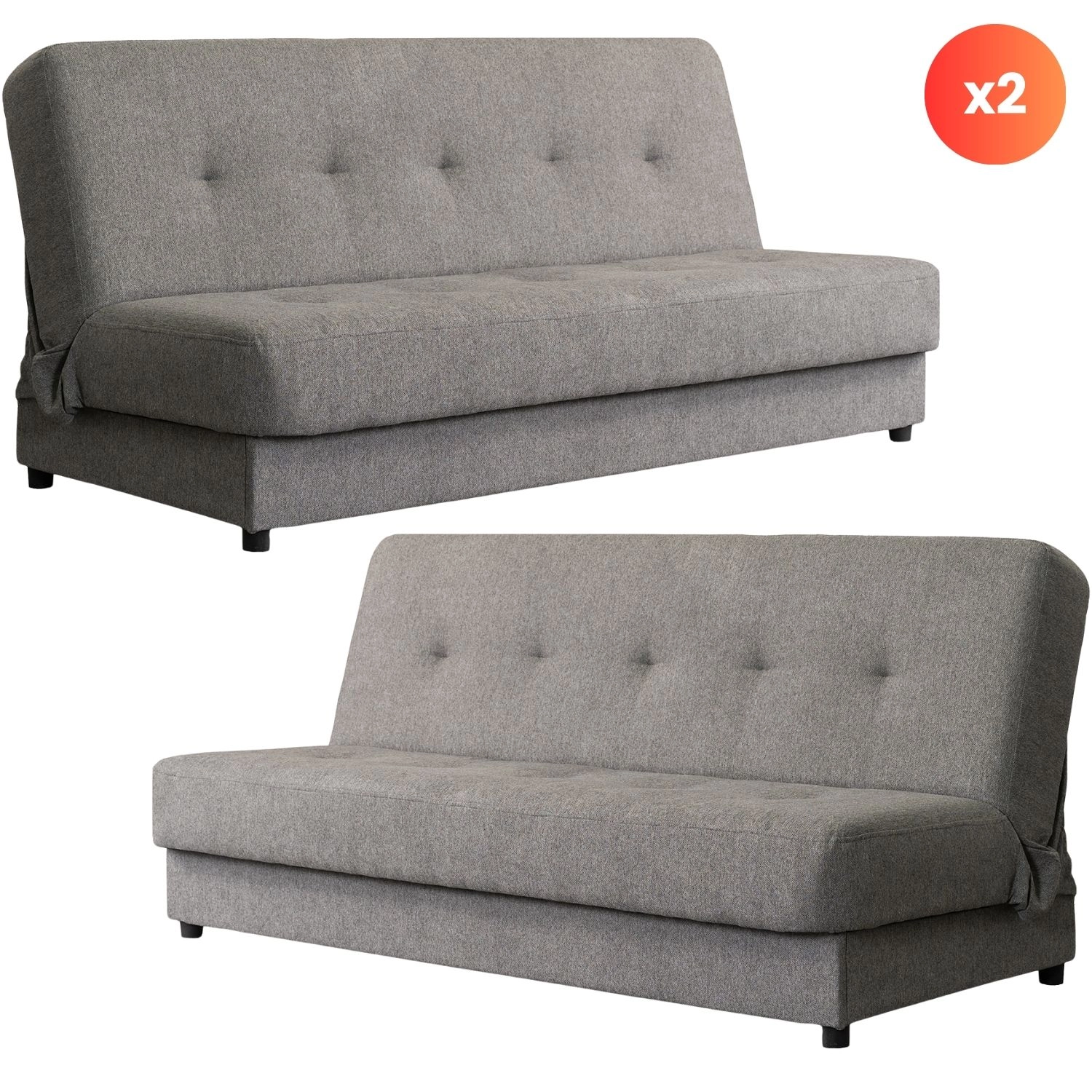 Set bestehend aus 2x ARUBA Klappsofa, Grau