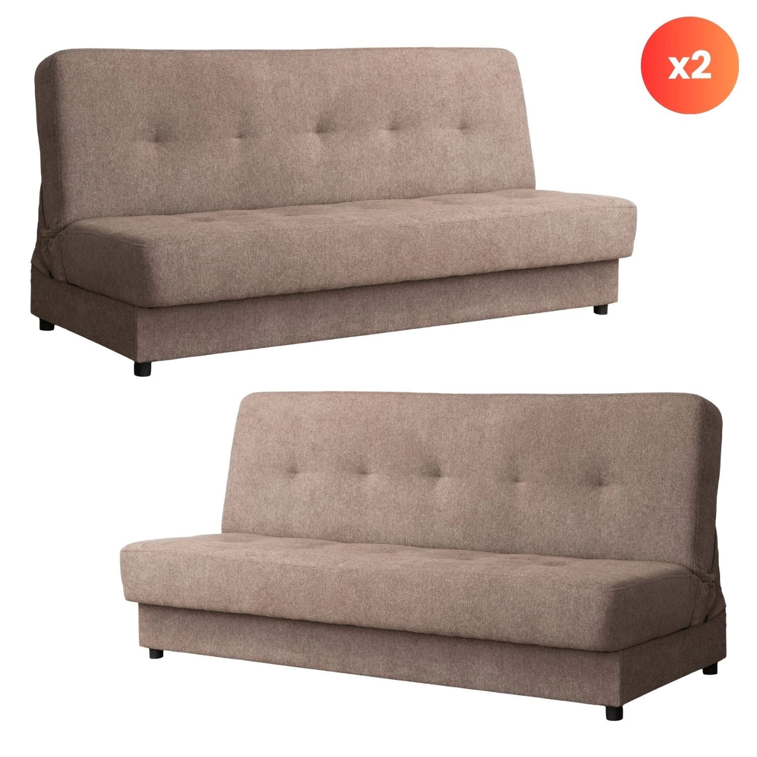 Set aus 2x umwandelbaren Sofas ARUBA, braun