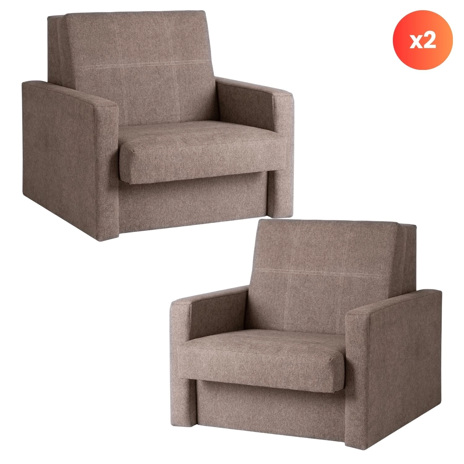 Set mit 2 Einzelschlafsesseln MILAN 1, Beige