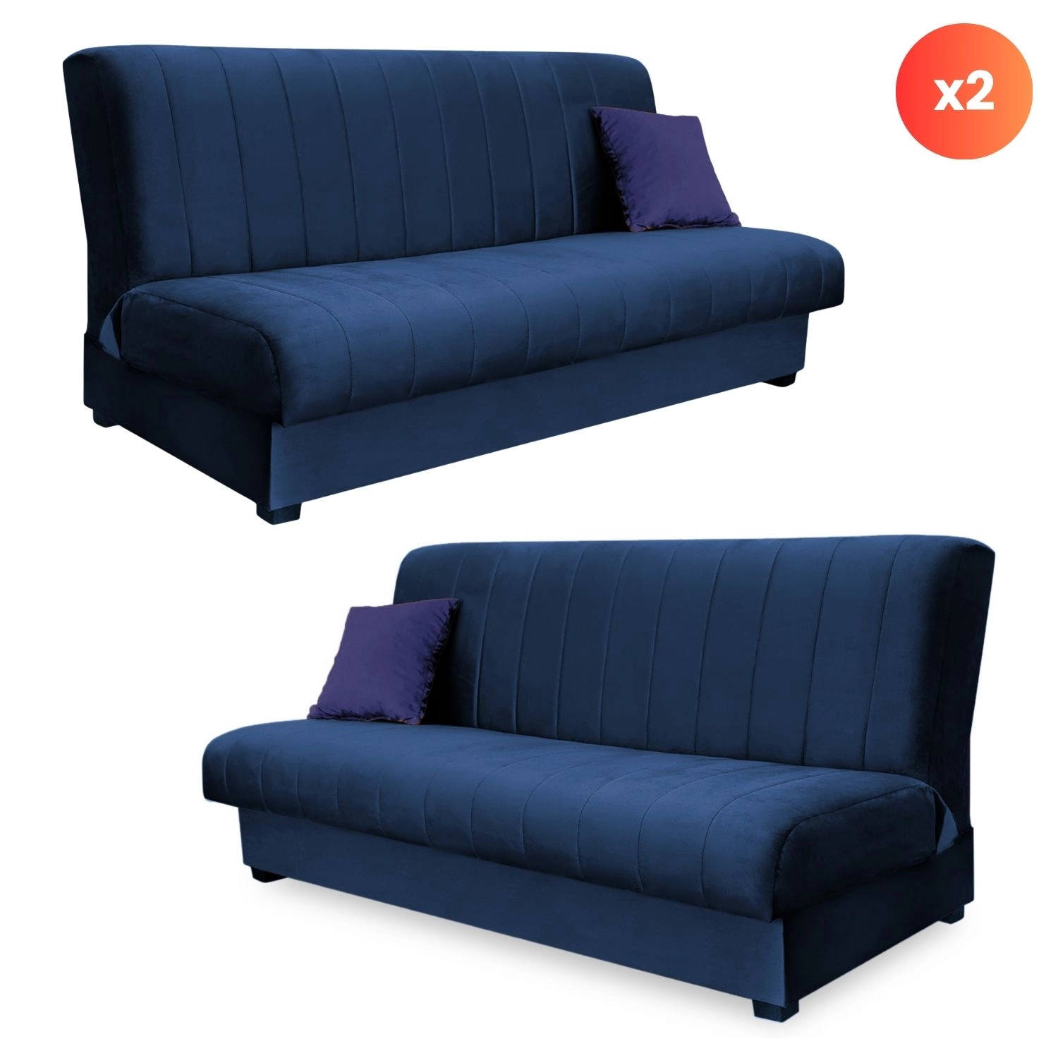 Set aus 2x SIGMA Cabrio-Sofa, marineblauer Velours