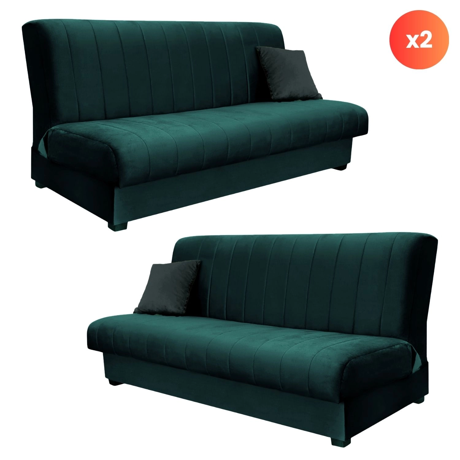 Set mit 2 Klappsofas SIGMA aus grünem Samt
