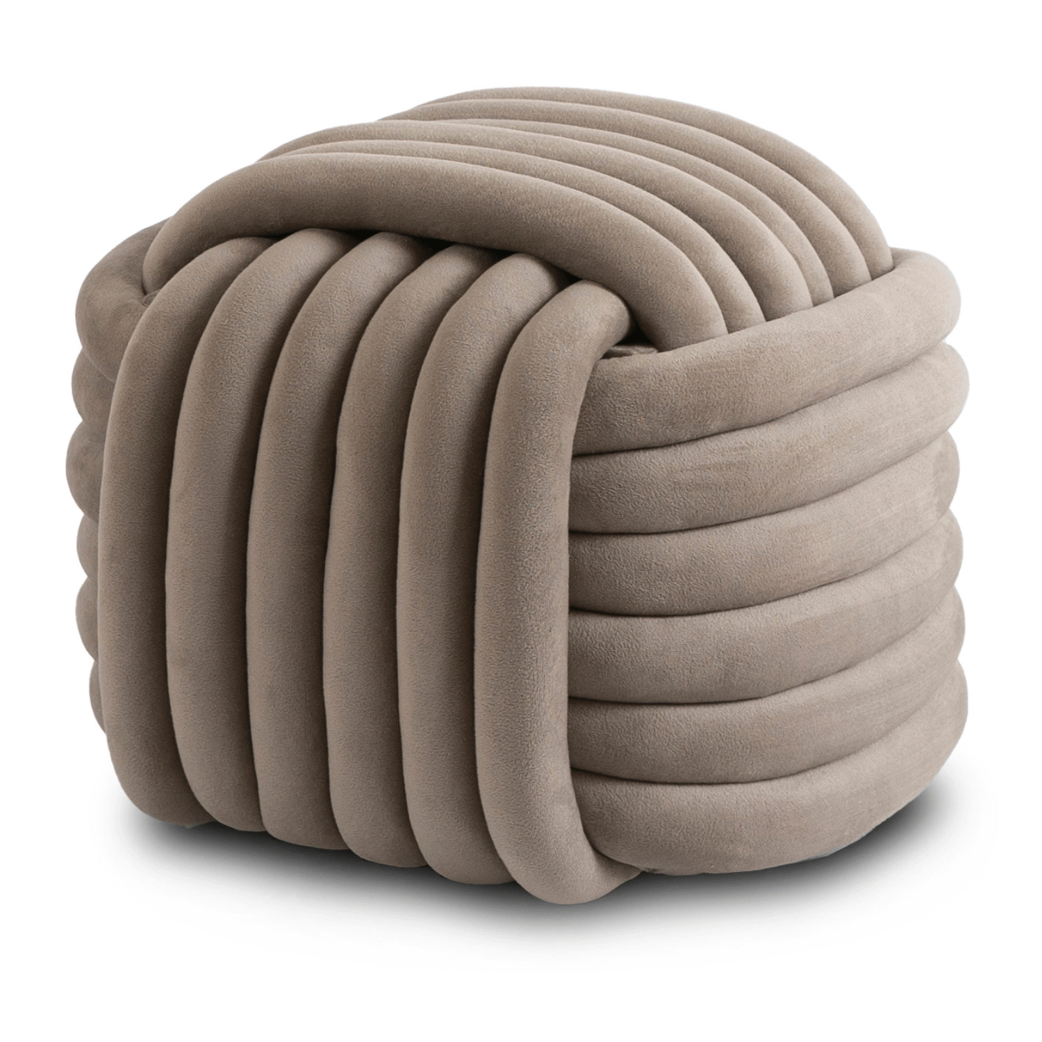 MAGMA Beige Velours-geflochtener Sitzhocker