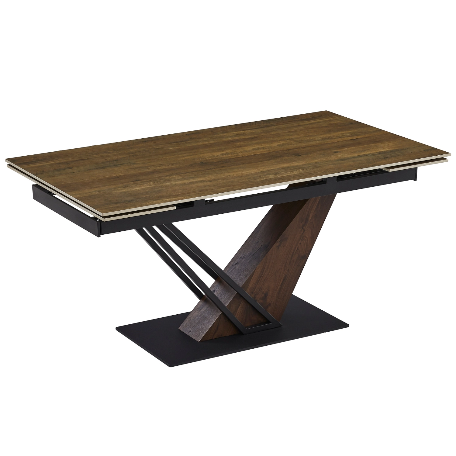 Ausziehbarer Tisch REX aus Keramik, 160–220 cm, Dunkelbraun/Schwarz