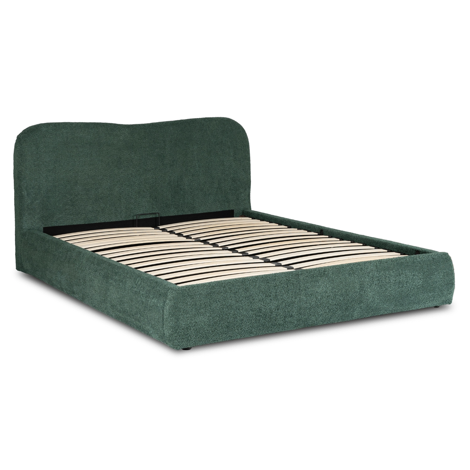 BRISTOL-Bett 160x200 mit grünem Bouclé-Behälter