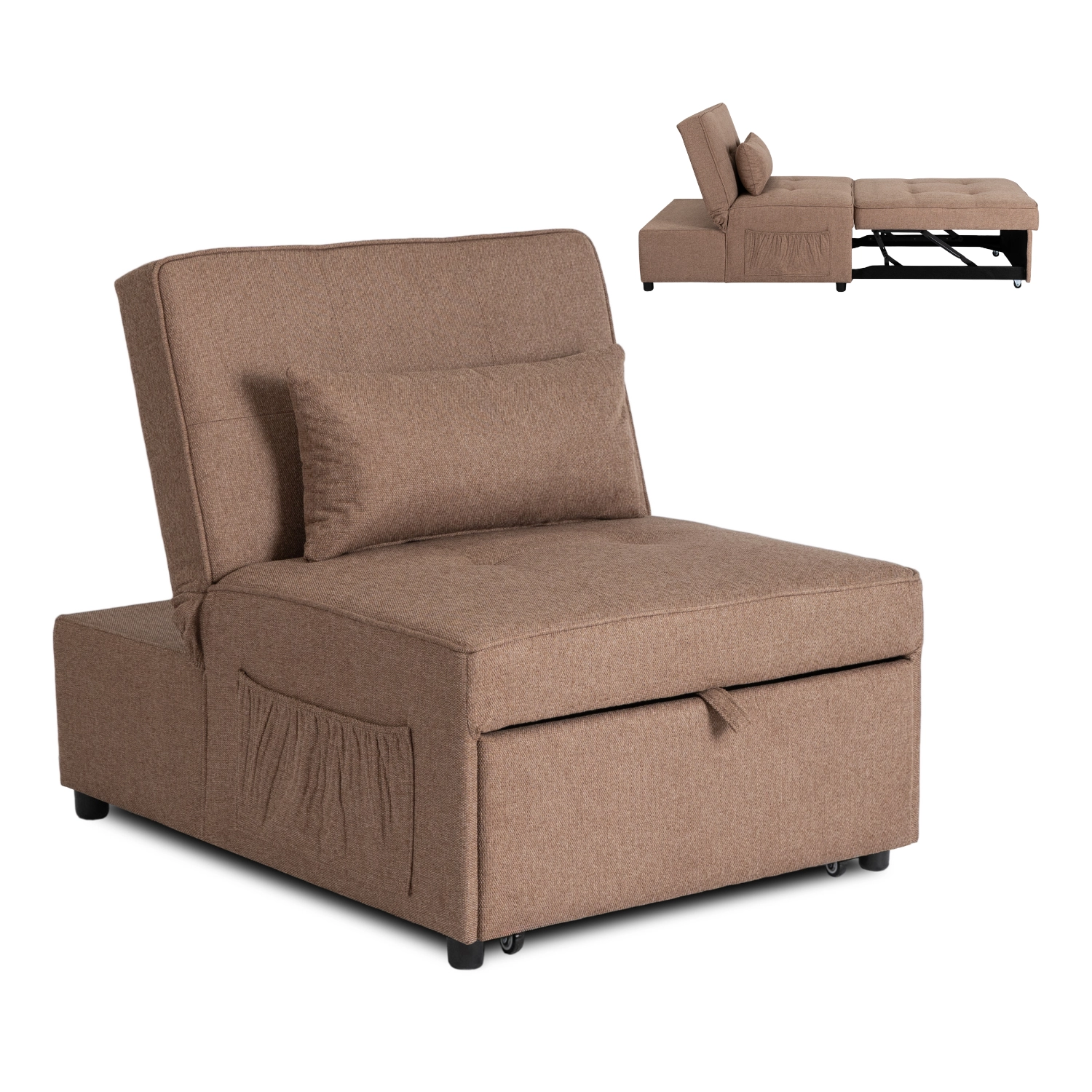 IBERIS Liegesessel 80 cm zum Schlafen Braun