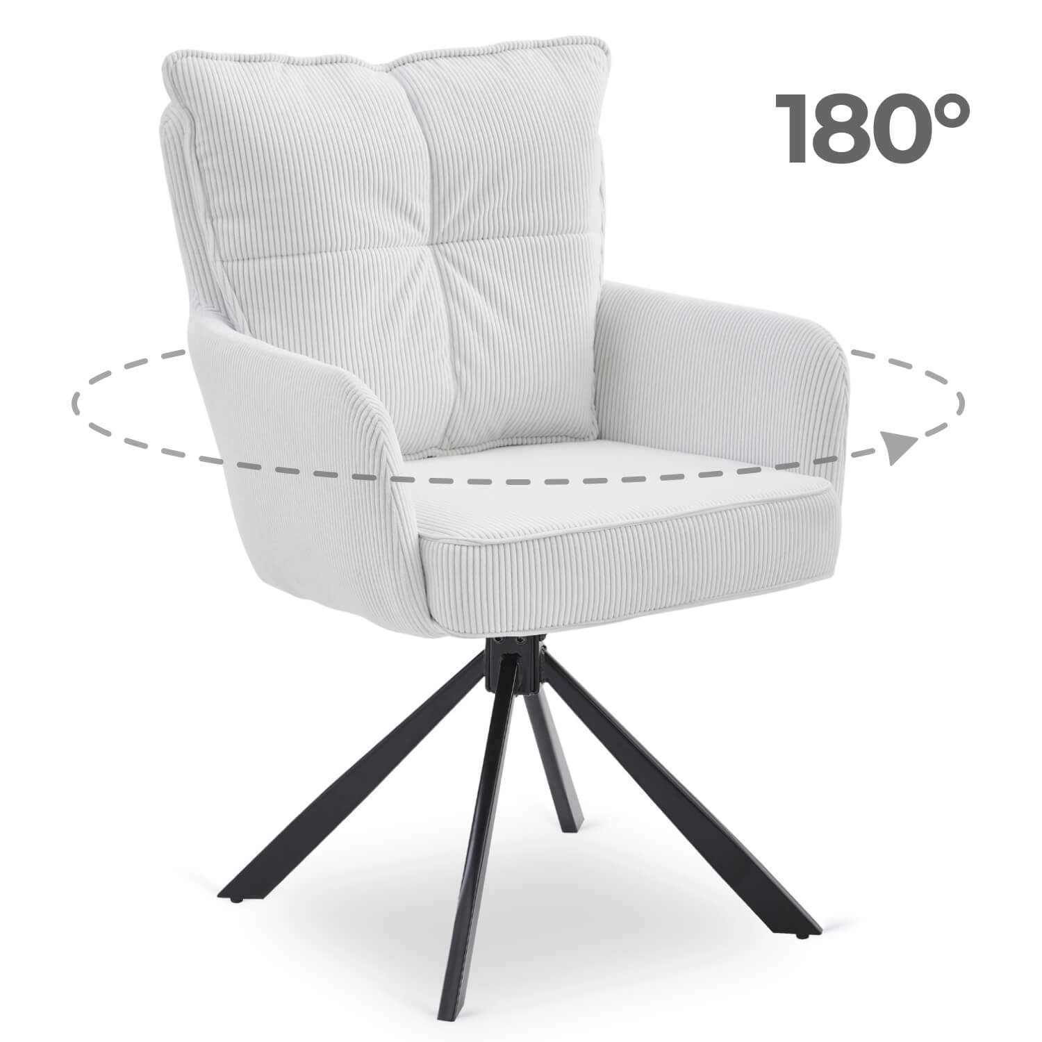 CITY Drehstuhl aus cremefarbenem Cord