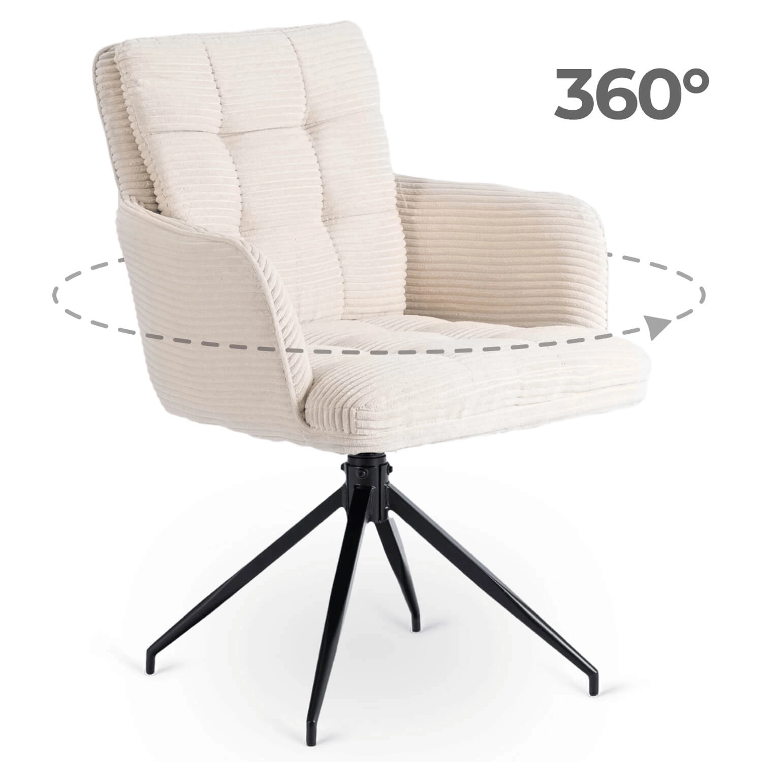 AKITA Drehstuhl aus cremefarbenem Cord