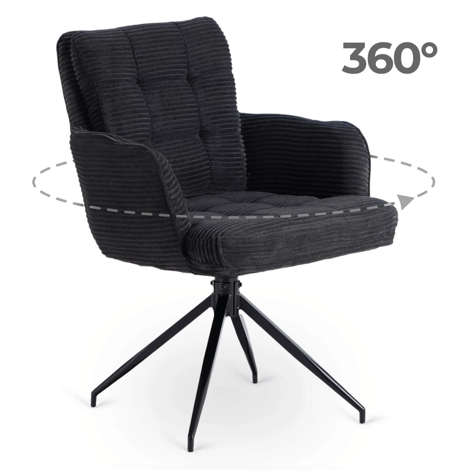 AKITA Drehstuhl aus schwarzem Cord