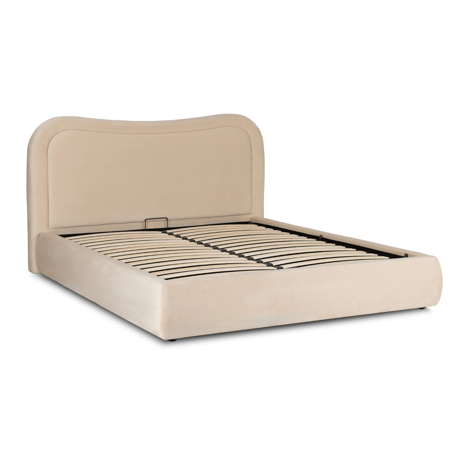 [ME.HAGA/160/KR/V/LOZZPOJ] HAGA Bett 160x200 mit Stauraum, Creme und Samt