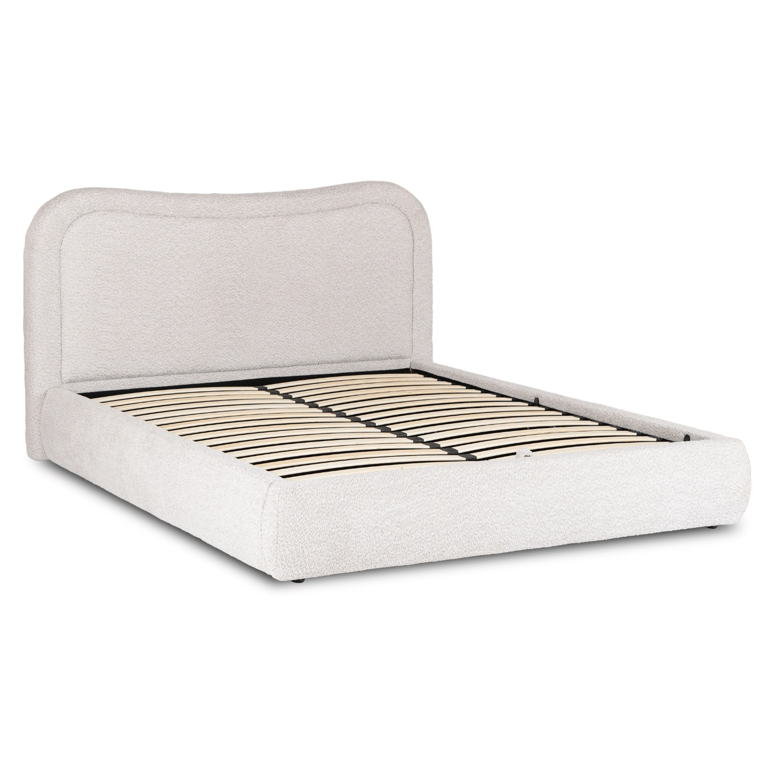 HAGA-Bett 160x200 mit Stauraum aus grauem Bouclé