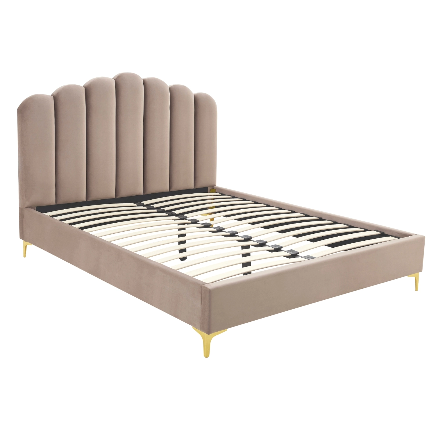Bett 160x200 GEMINI Beige Velours