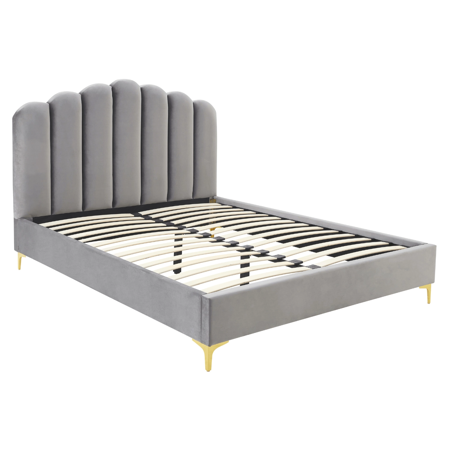 Bett 160x200 GEMINI Grauer Samt