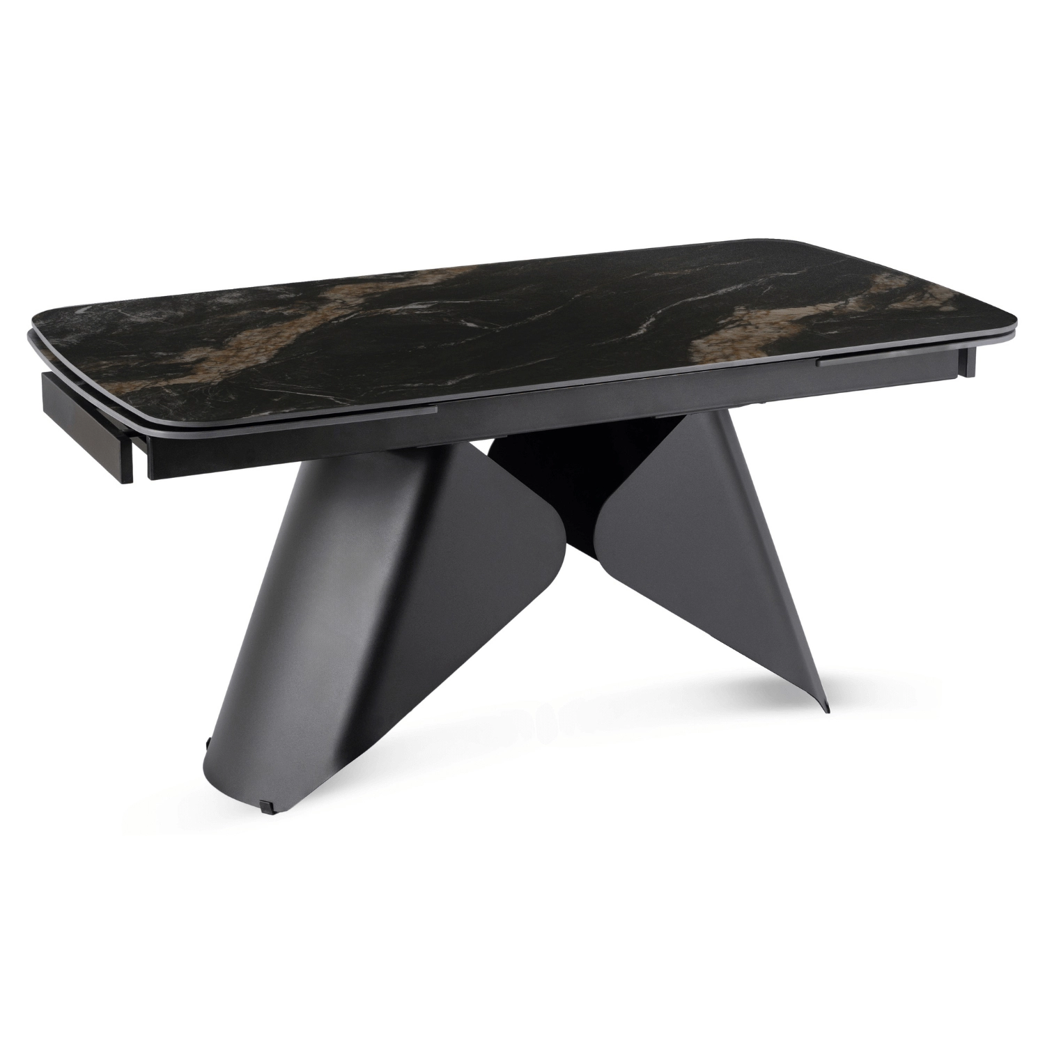 Ausziehbarer Tisch VERONA aus Keramik, 160–240 cm, schwarzer Marmor/Schwarz