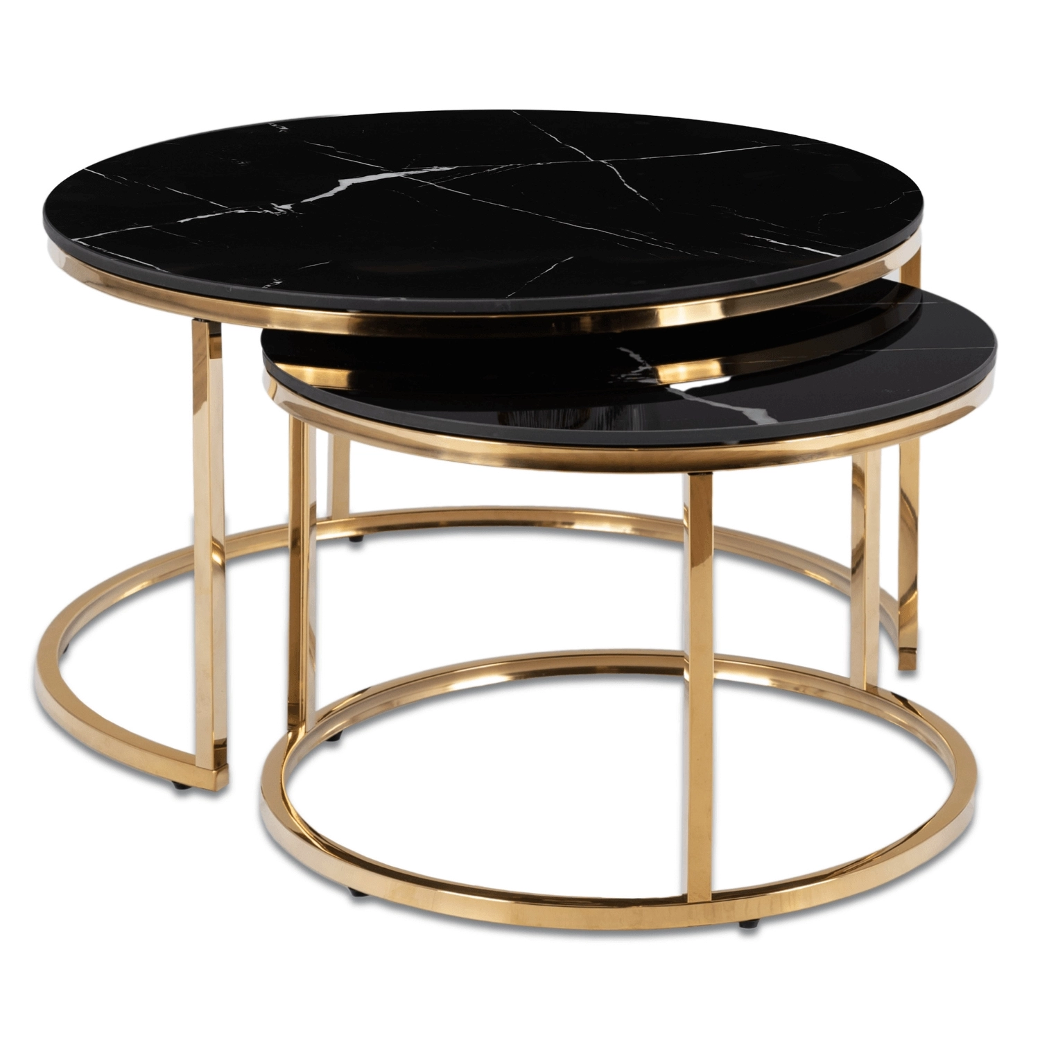 MILANO Keramik-Tischset Schwarzer Marmor/Gold