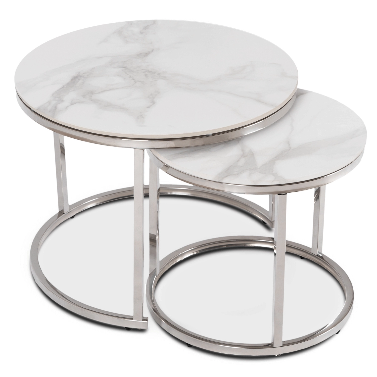 [ME.AMARA/BM/SR/CER/L] AMARA Tischset aus weißem Marmor und silberner Keramik