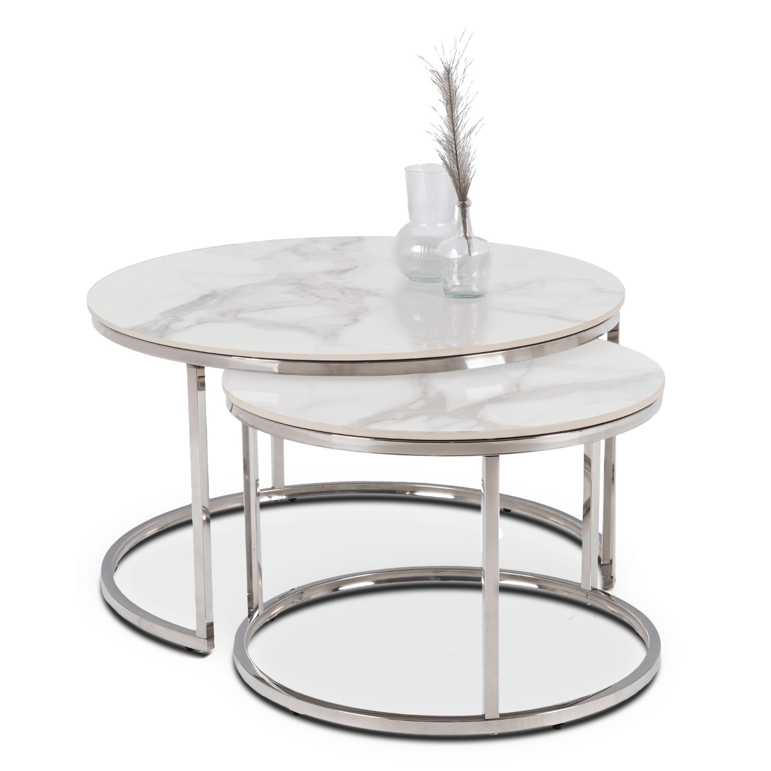 [ME.MAXAMARA/BM/SR/CER/L] AMARA MAX Tischset aus weißem Marmor und silberner Keramik