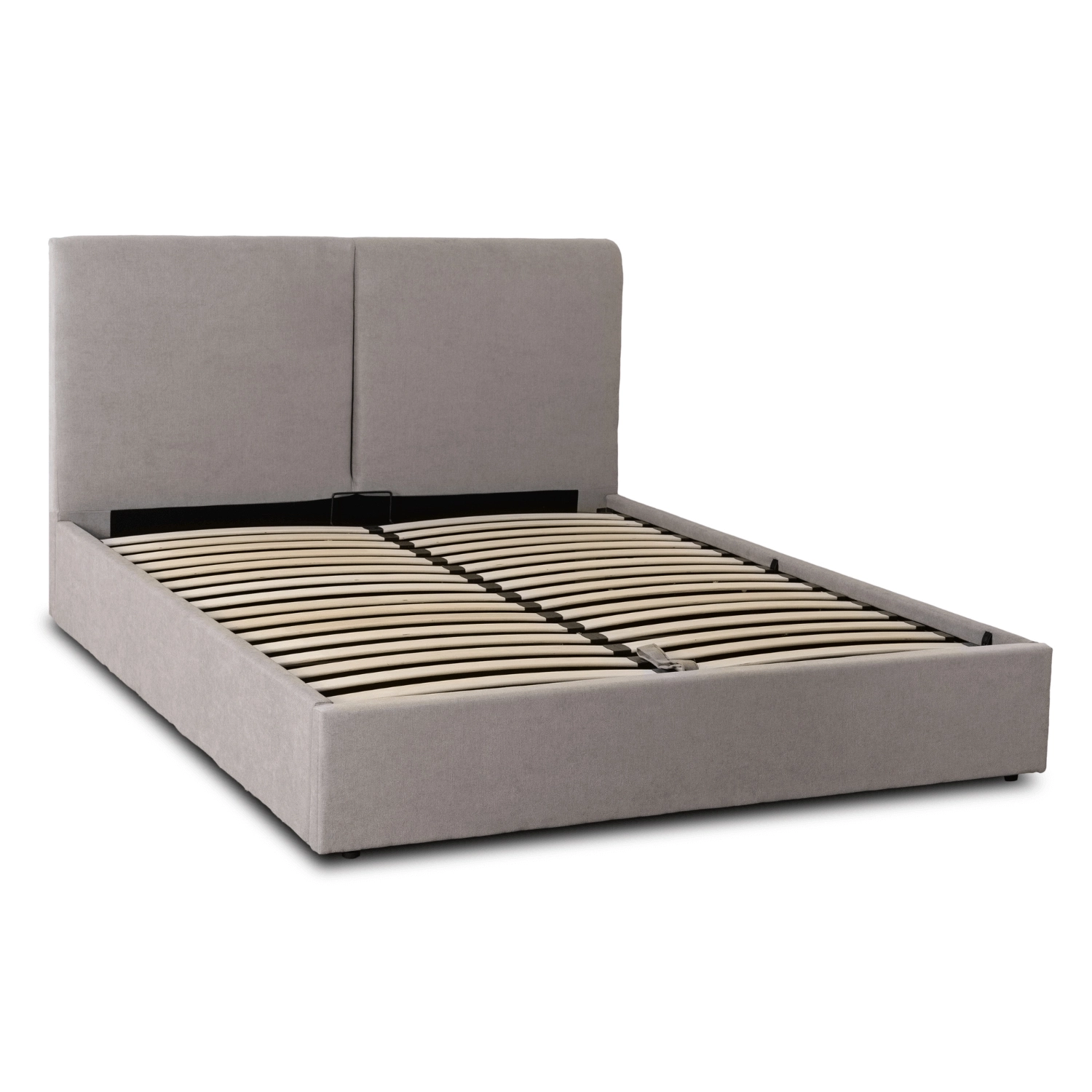 Bett 160x200 MARSYLIA mit Stauraum aus grauem Stoff