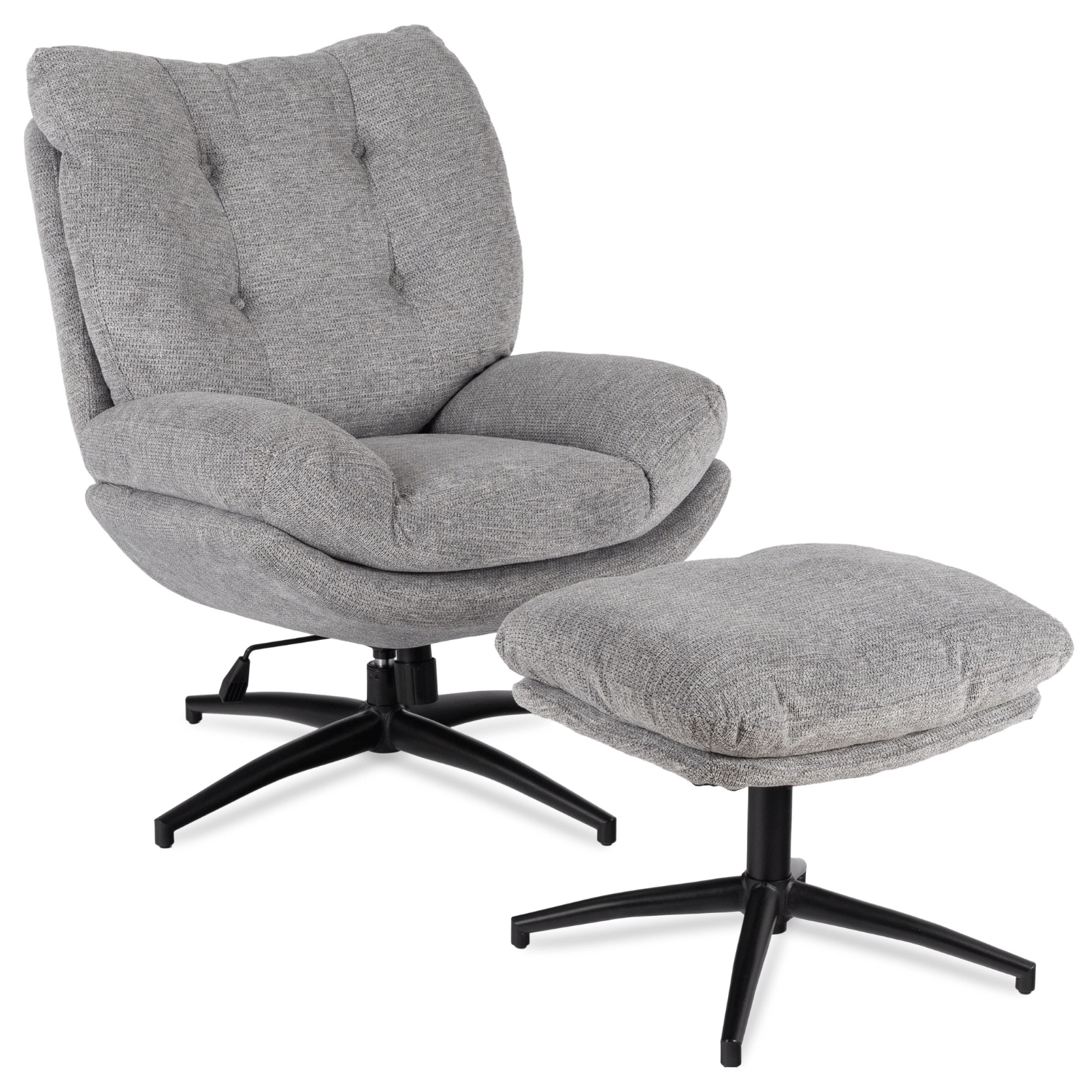 FREMONT Drehbarer Loungesessel mit Fußhocker, Grau