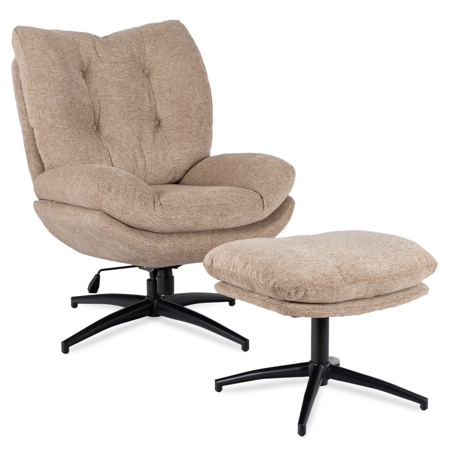 FREMONT Drehbarer Loungesessel mit Fußhocker, Beige