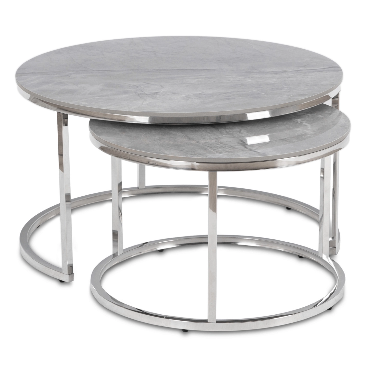 MILANO Tischset aus grauem Marmor und silberner Keramik