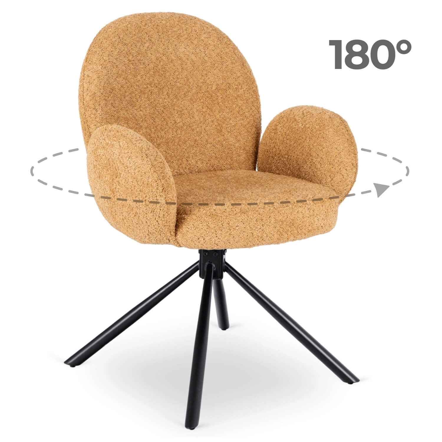 MUSSO Senffarbener Bouclé-Drehstuhl