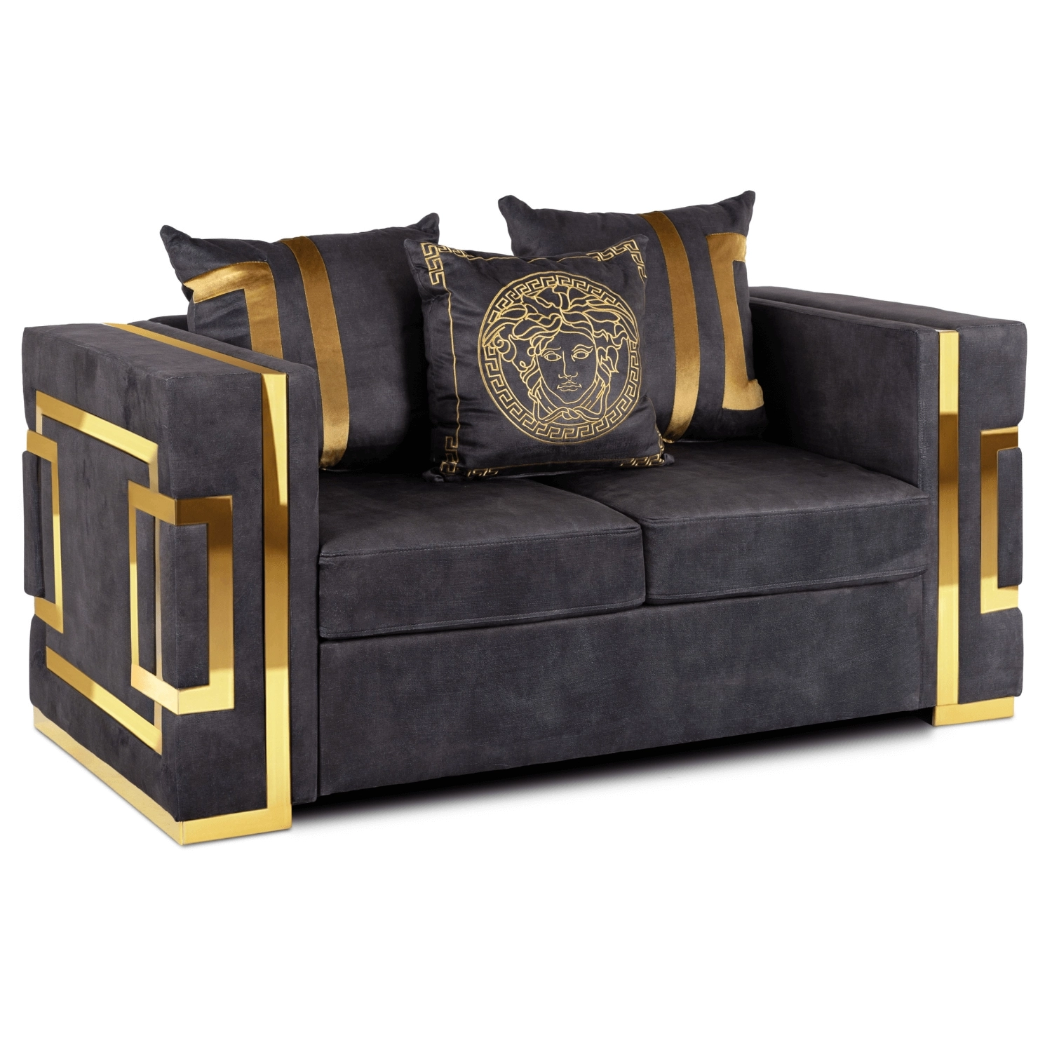 PALLAZO 2S Zweisitzer-Sofa Schwarz/Gold