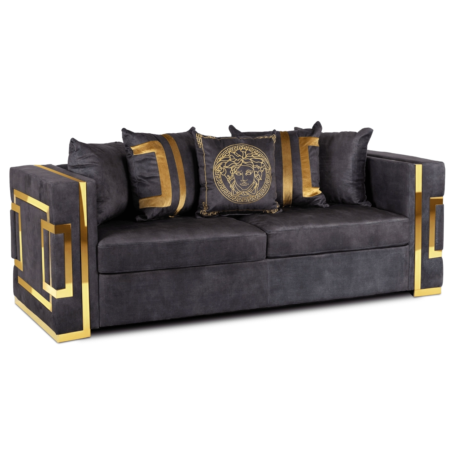PALLAZO 3S Dreisitzer-Sofa Schwarz/Gold