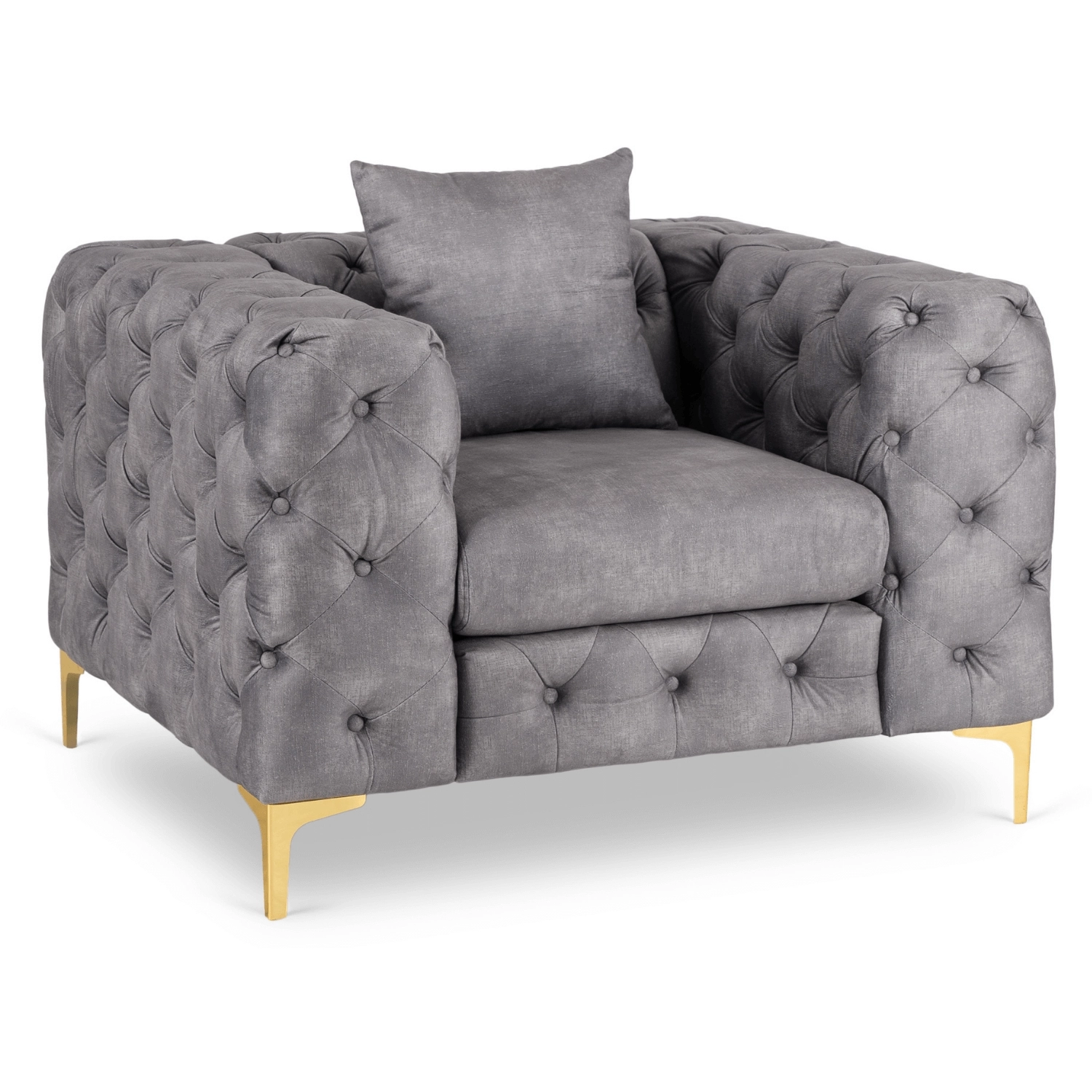 SORRENTO 1S Grauer Velourssessel