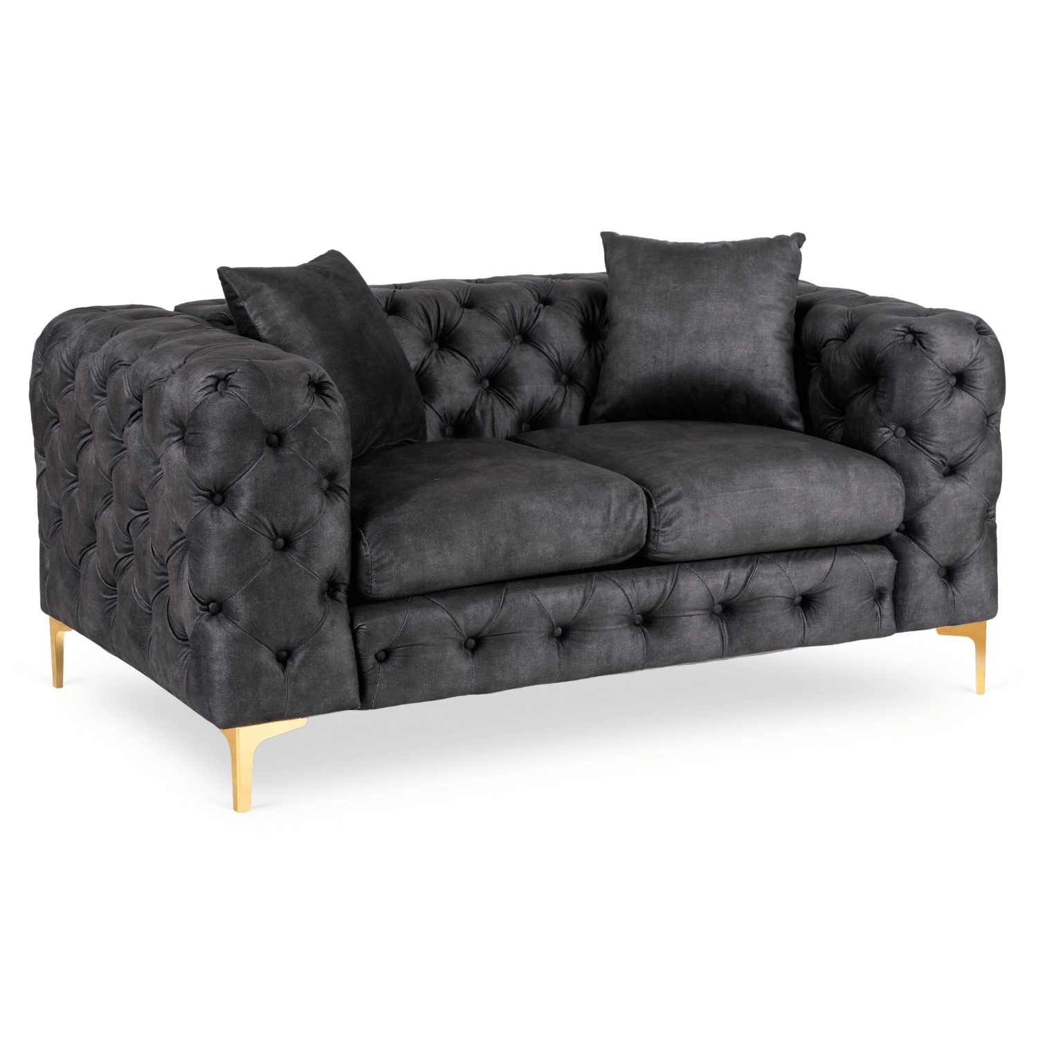 SORRENTO 2S Zweisitzer-Sofa aus schwarzem Samt