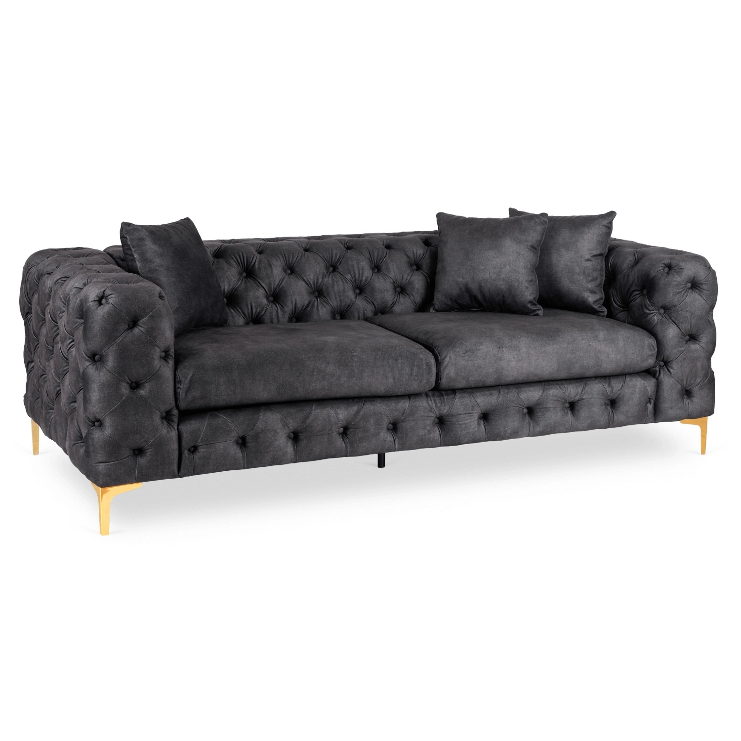 SORRENTO 3S Dreisitzer-Sofa aus schwarzem Velours