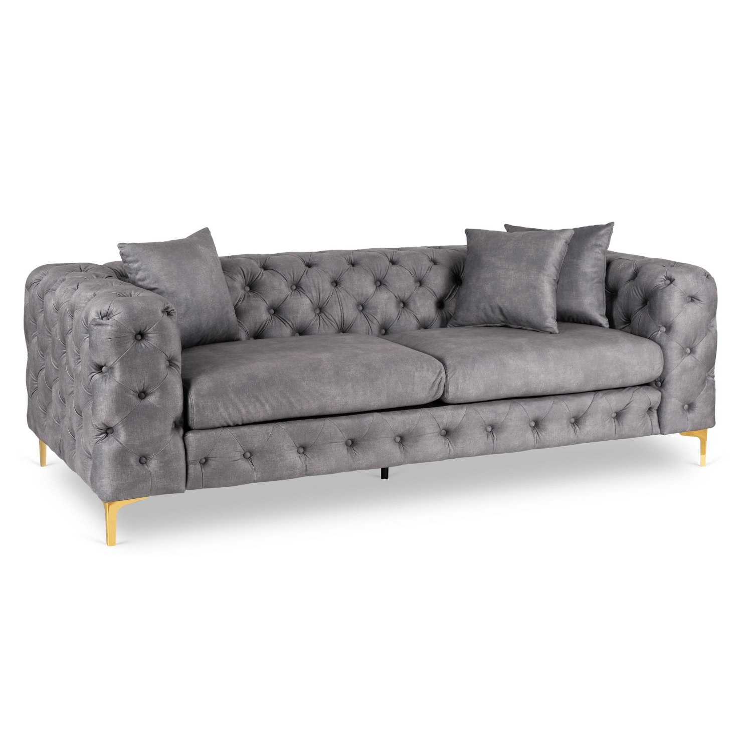 SORRENTO 3S Dreisitzer-Sofa aus grauem Samt