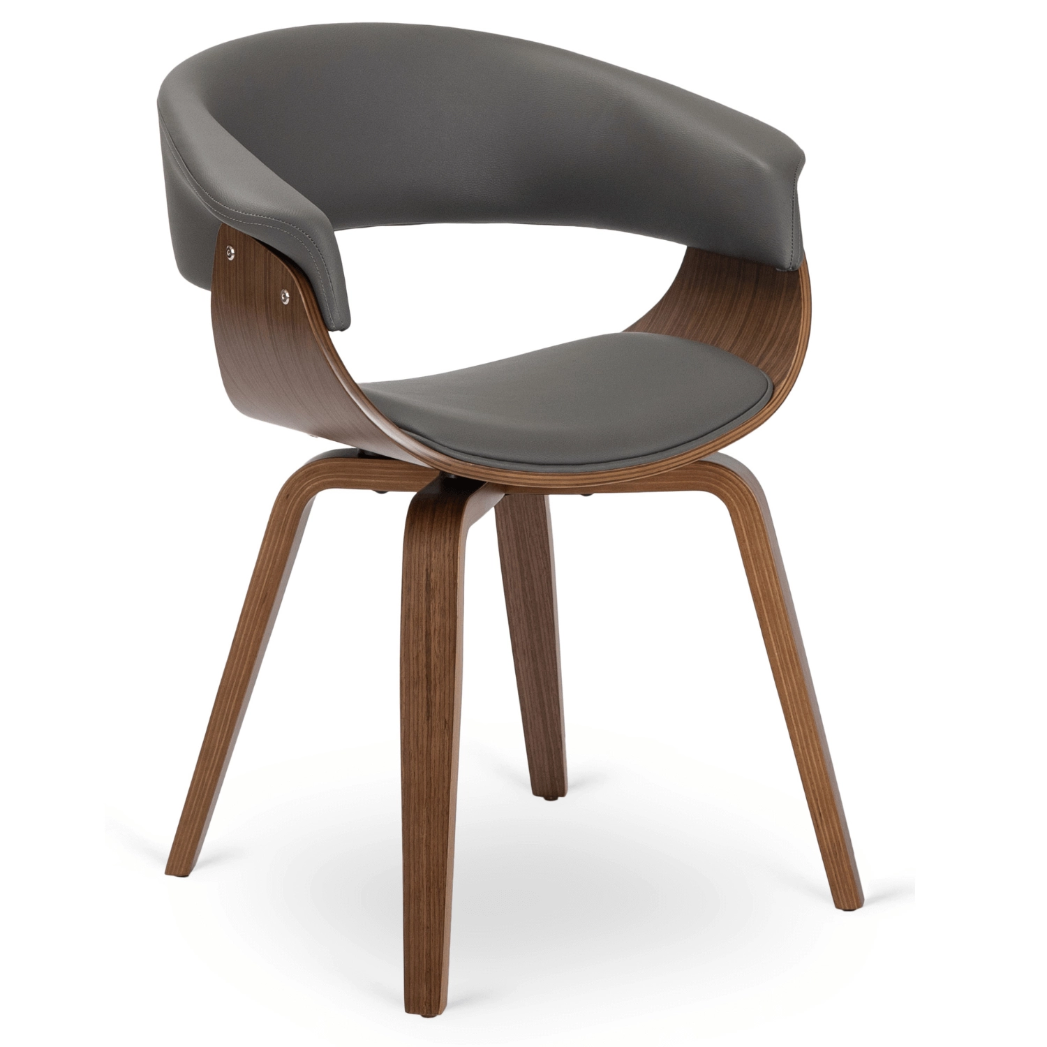 GARY Stuhl, Öko-Leder, Grau/Walnuss