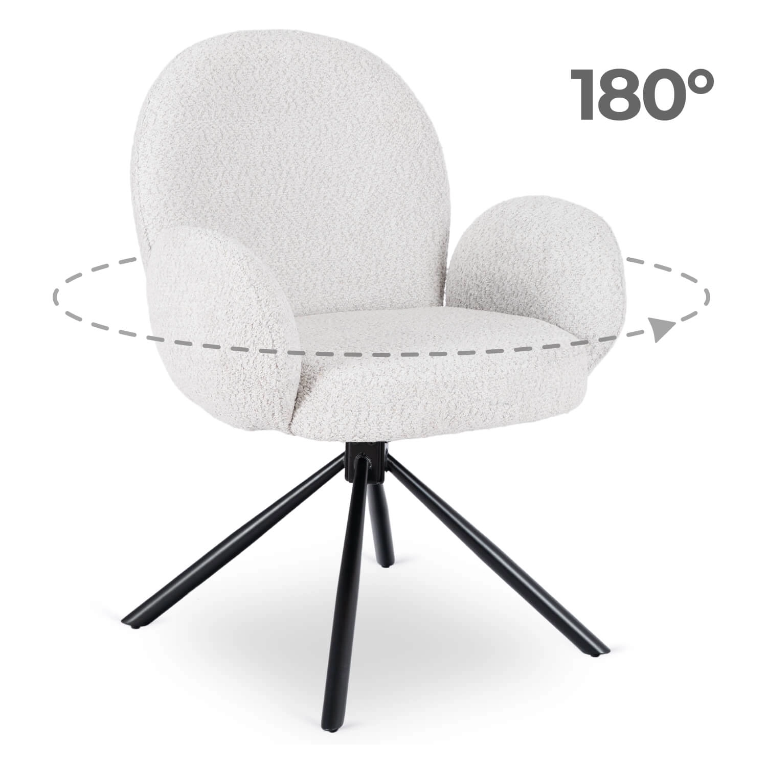 MUSSO Grauer Bouclé-Drehstuhl