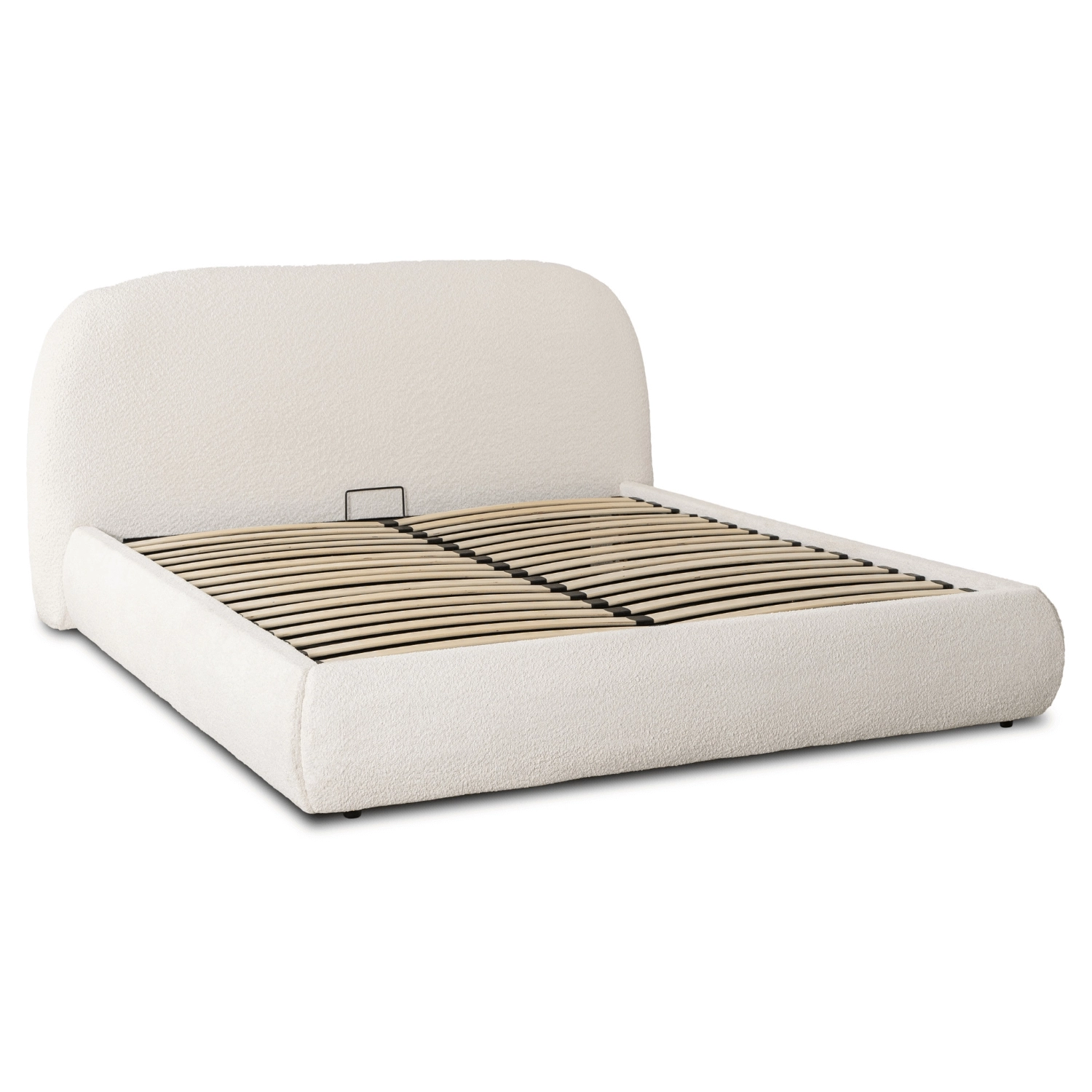 Bett 160x200 ROSSO mit cremefarbenem Bouclé-Behälter