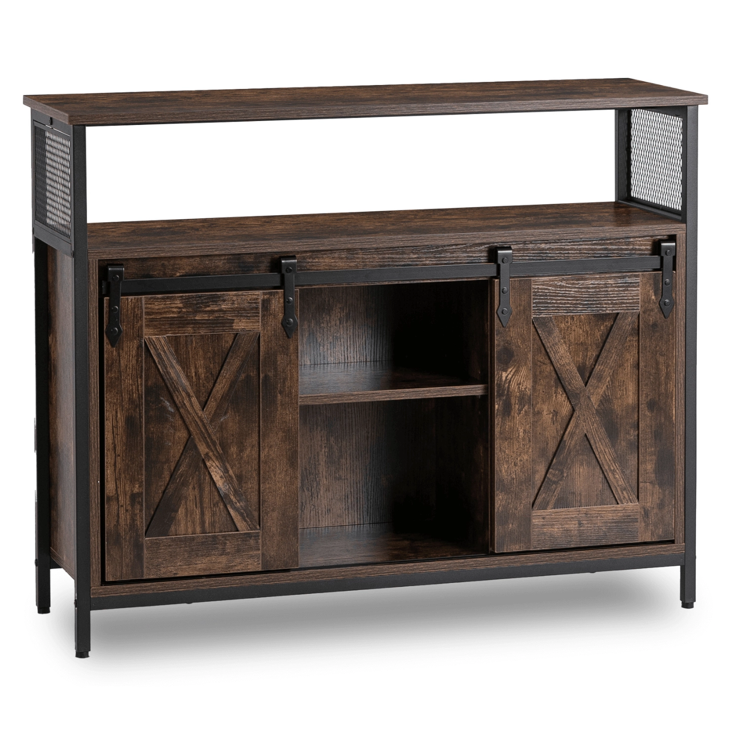 ARLO Kommode 100 cm mit Einlegeböden, Rustikale Eiche/Schwarz