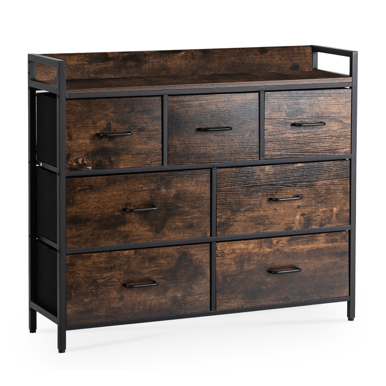 HUDSON Kommode 98 cm Rustikale Eiche/Schwarz